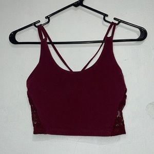 (2/$15) Size XS Women's American Eagle Maroon Lace Crop Top